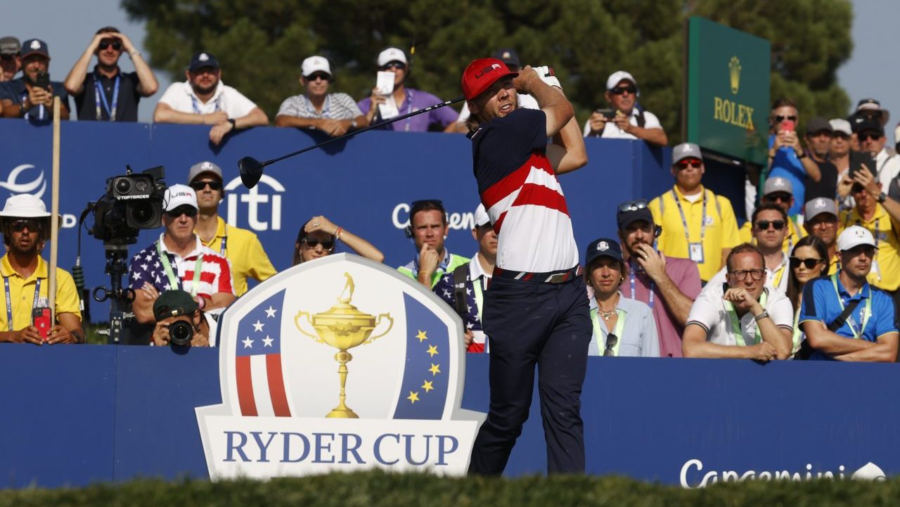 Sam Burns tees off at Ryder Cup