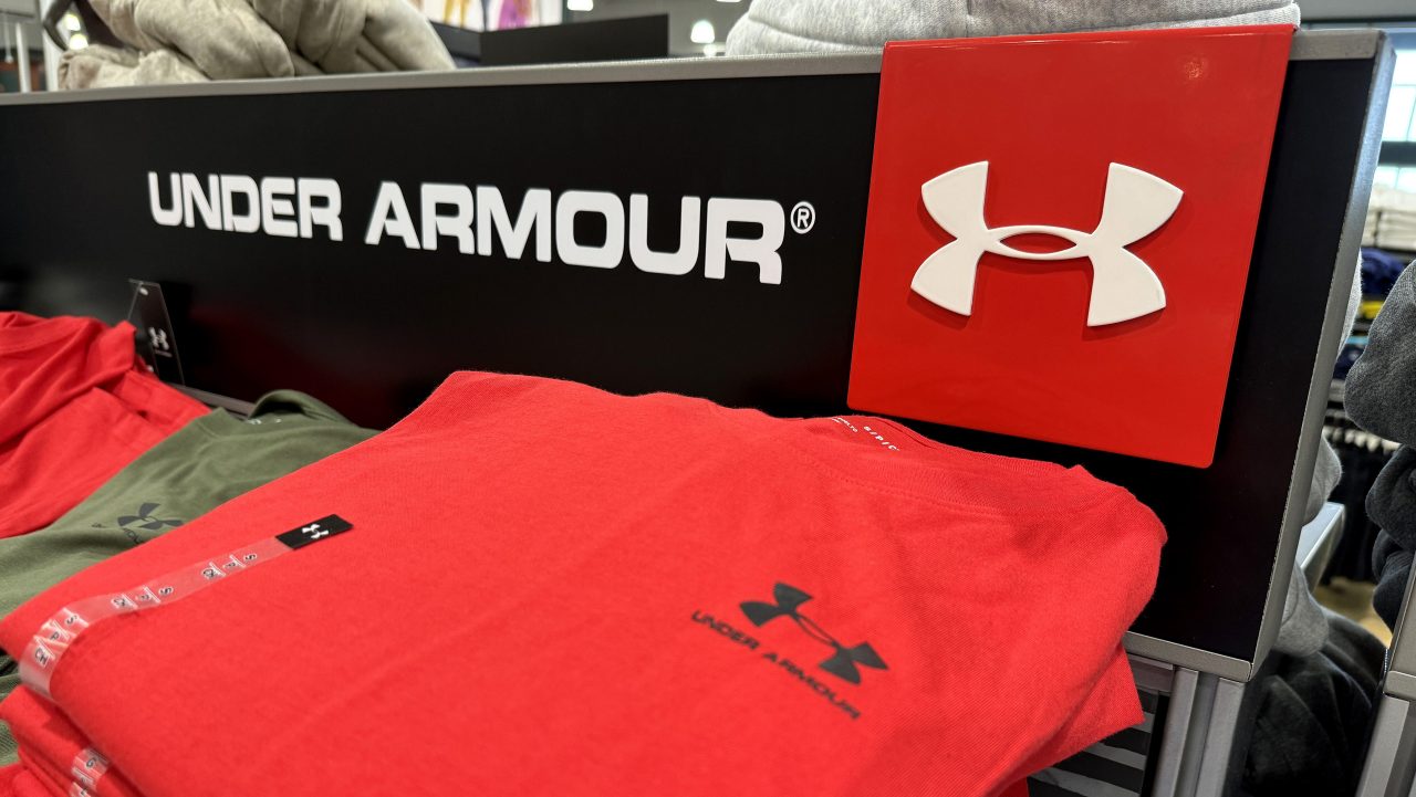 Under Armour apparel on display in store