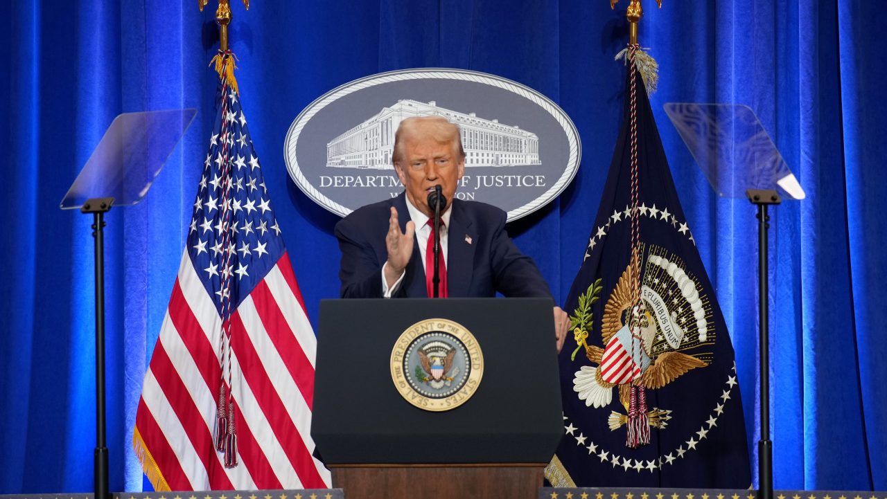 Donald Trump speaks at Justice Department