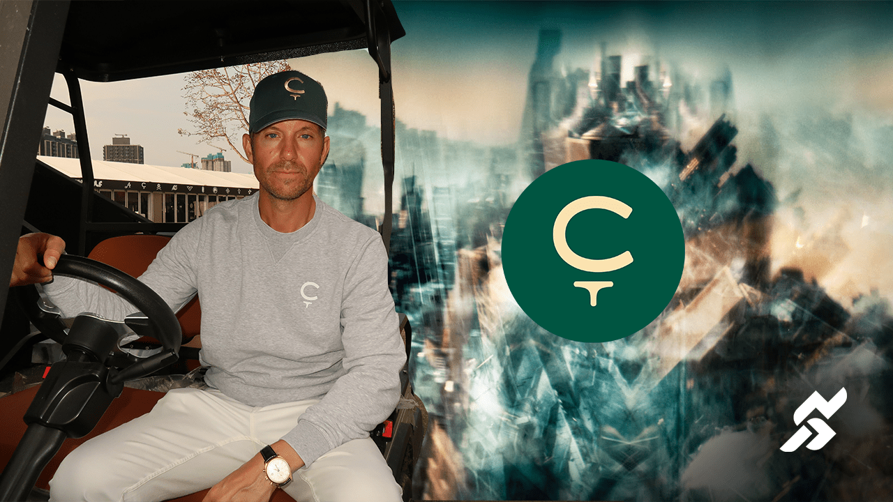 Cleeks Golf Club. Jonas Martensson left, Cleeks logo over Jacob Fellander art